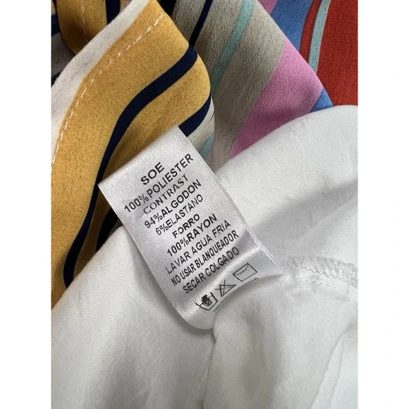 Main Strip Dress Womens Large Sleeveless Multicolor Striped Maxi Belted‎ Casual - Picture 12 of 13